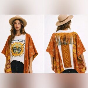 Upcycled SUBLIME T w/ Kantha sleeves, by Susie.